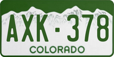 CO license plate AXK378