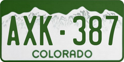 CO license plate AXK387