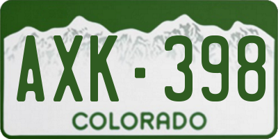 CO license plate AXK398