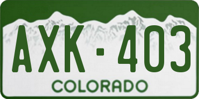 CO license plate AXK403
