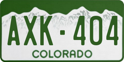 CO license plate AXK404