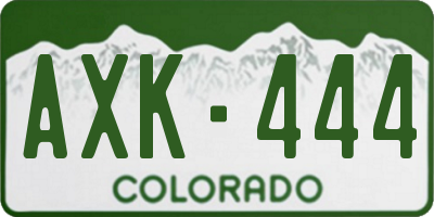 CO license plate AXK444