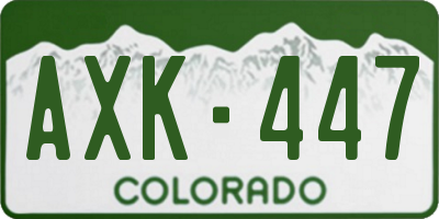 CO license plate AXK447
