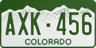 CO license plate AXK456