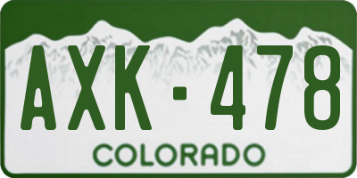 CO license plate AXK478