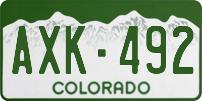 CO license plate AXK492