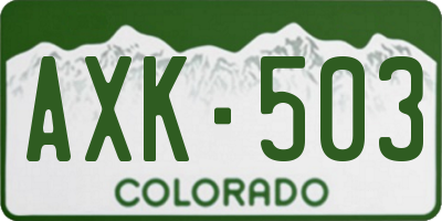 CO license plate AXK503