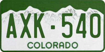 CO license plate AXK540