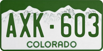 CO license plate AXK603