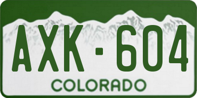 CO license plate AXK604
