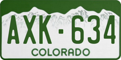 CO license plate AXK634