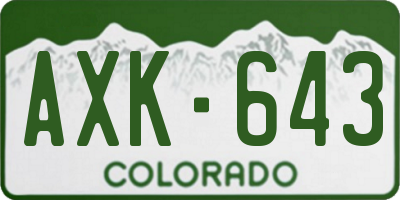 CO license plate AXK643