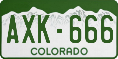 CO license plate AXK666