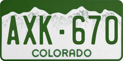 CO license plate AXK670