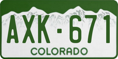 CO license plate AXK671