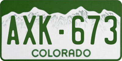 CO license plate AXK673
