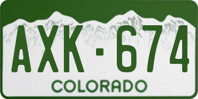 CO license plate AXK674