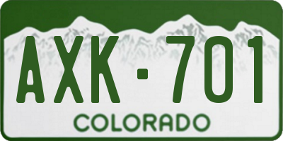 CO license plate AXK701