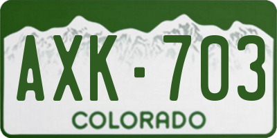 CO license plate AXK703