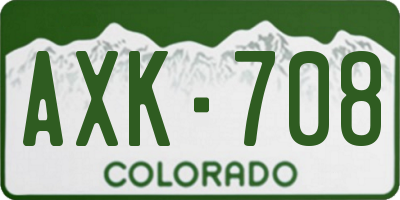 CO license plate AXK708