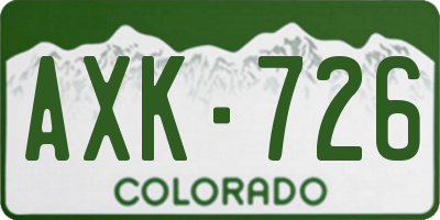 CO license plate AXK726