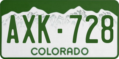 CO license plate AXK728