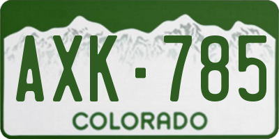 CO license plate AXK785