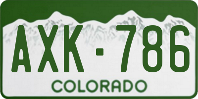 CO license plate AXK786