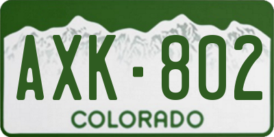 CO license plate AXK802