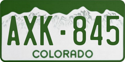 CO license plate AXK845