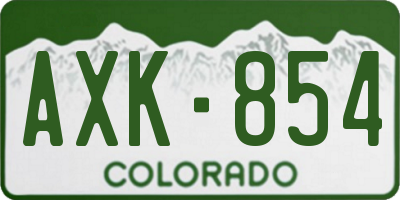 CO license plate AXK854