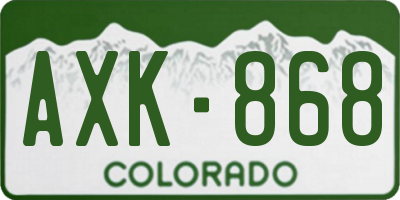 CO license plate AXK868