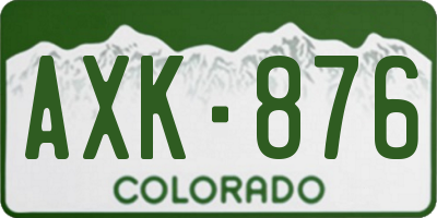 CO license plate AXK876