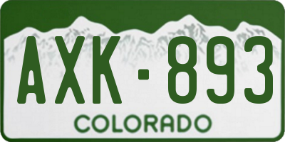 CO license plate AXK893