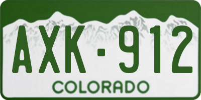 CO license plate AXK912