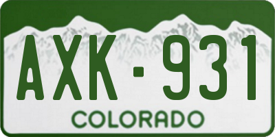 CO license plate AXK931
