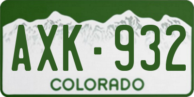 CO license plate AXK932