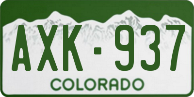 CO license plate AXK937