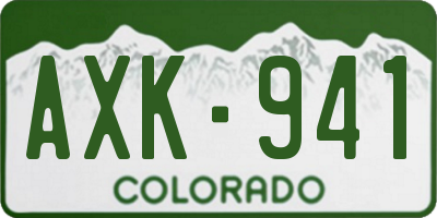 CO license plate AXK941