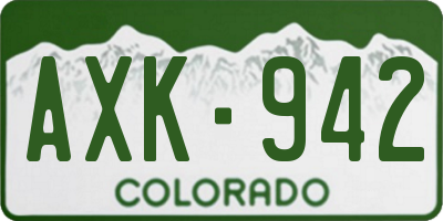 CO license plate AXK942