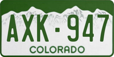 CO license plate AXK947