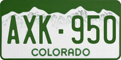 CO license plate AXK950