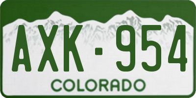 CO license plate AXK954