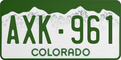 CO license plate AXK961