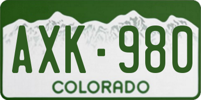 CO license plate AXK980