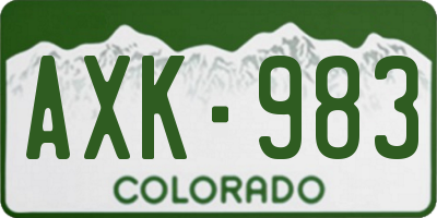 CO license plate AXK983