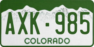 CO license plate AXK985