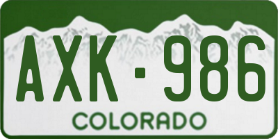 CO license plate AXK986