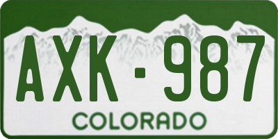CO license plate AXK987