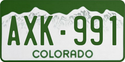 CO license plate AXK991